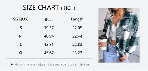 Womens Plaid Long Sleeve Button Down Jackets Fall Winter Warm Coat in Saudi Arabia