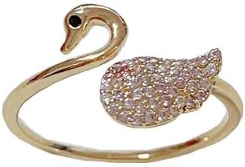 Lovely Cubic Zirconia Swan Wrap Open Statement Ring for Women Delicate Stackable Animal Thin Band Knuckle Finger Rings Dainty Wedding Engagement Promise Fashion Jewelry Birthday Gifts for Her in Saudi Arabia
