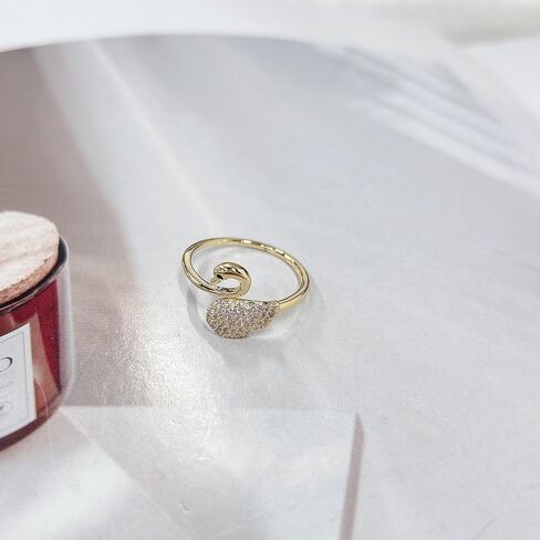 Lovely Cubic Zirconia Swan Wrap Open Statement Ring for Women Delicate Stackable Animal Thin Band Knuckle Finger Rings Dainty Wedding Engagement Promise Fashion Jewelry Birthday Gifts for Her in Saudi Arabia