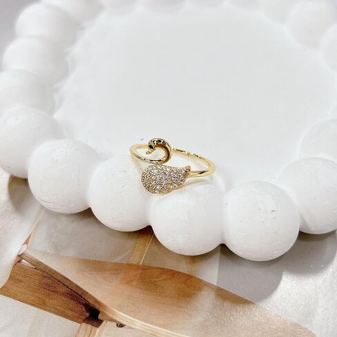 Lovely Cubic Zirconia Swan Wrap Open Statement Ring for Women Delicate Stackable Animal Thin Band Knuckle Finger Rings Dainty Wedding Engagement Promise Fashion Jewelry Birthday Gifts for Her in Saudi Arabia