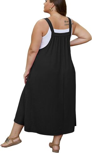 OLRIK Women's Plus Size Summer Dress 2026 Overall Midi Sundress for Women Loose Fit Adjustable Strap Beach Swimsuit Cover Up in Saudi Arabia
