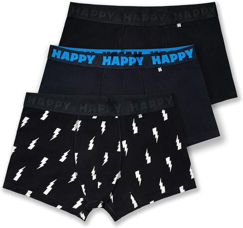 مجموعة من 3 بوكسرات قصيرة للرجال من Happy Socks باللونين الأبيض والأسود in Saudi Arabia