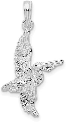 925 Sterling Silver Nautical Charm Pendant, 3-D Pelican Flying in Saudi Arabia