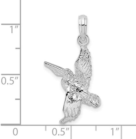 925 Sterling Silver Nautical Charm Pendant, 3-D Pelican Flying in Saudi Arabia