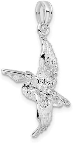 925 Sterling Silver Nautical Charm Pendant, 3-D Pelican Flying in Saudi Arabia