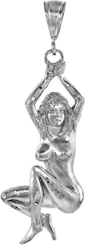 2 Sizes Sterling Silver Nude Woman Pendant for Men Diamond Cut Finish in Saudi Arabia
