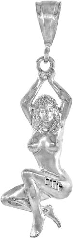 2 Sizes Sterling Silver Nude Woman Pendant for Men Diamond Cut Finish in Saudi Arabia