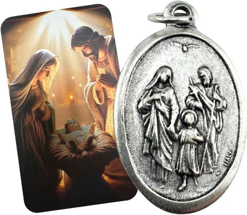 Westmon Works Holy Family Medal Set Italian Metal with Christmas Holy Card Prayer in Saudi Arabia