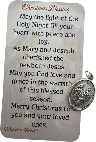 Westmon Works Holy Family Medal Set Italian Metal with Christmas Holy Card Prayer in Saudi Arabia