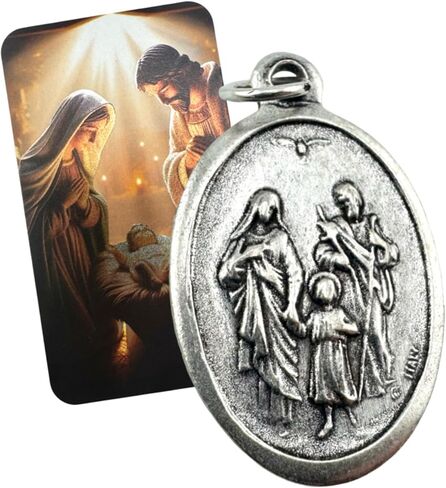 Westmon Works Holy Family Medal Set Italian Metal with Christmas Holy Card Prayer in Saudi Arabia