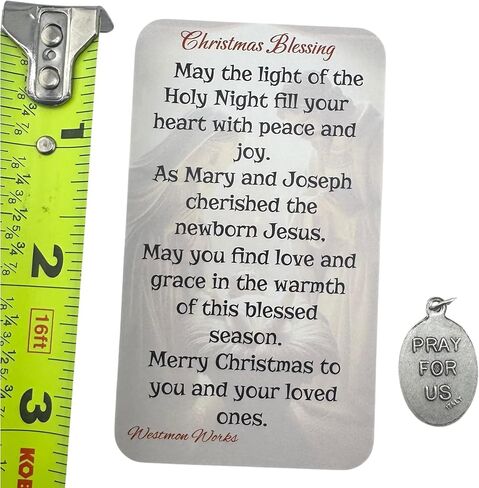 Westmon Works Holy Family Medal Set Italian Metal with Christmas Holy Card Prayer in Saudi Arabia