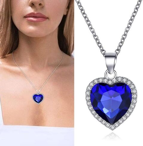 Heart of Ocean Jewelry Heart Forever Pendant Blue Crystal Wedding Love Titanic in Saudi Arabia