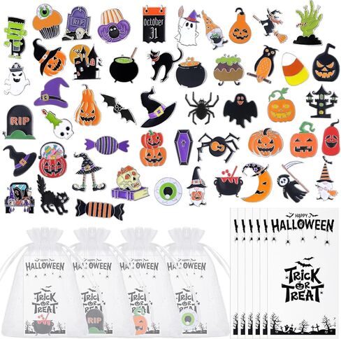 Siifert 50 Sets Winter Pins Bulk Gifts Snowflake Snowman Enamel Pin Holiday Cute Backpack Pins Blue Brooch Lapel Pin Polar Bear Penguin Brooches Pins for Clothes Bags with Card Organza Bags in Kuwait