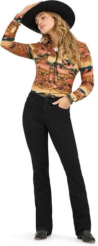 WRANGLER Desert Tan المرأة طباعة الصحراء بياقة طويلة الأكمام الغربية المفاجئة الأعلى 112371687 in Kuwait