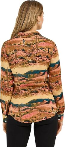 WRANGLER Desert Tan المرأة طباعة الصحراء بياقة طويلة الأكمام الغربية المفاجئة الأعلى 112371687 in Kuwait