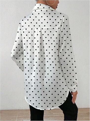 Milumia Women's Polka Dots Print Long Sleeve Button Down Shirt Single Breasted Dressy Work Blouses in Saudi Arabia