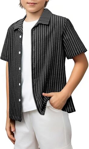 blibean Boys Button Down Shirts Striped Semi Formal Dress Tops Size 6-15 Years in Saudi Arabia