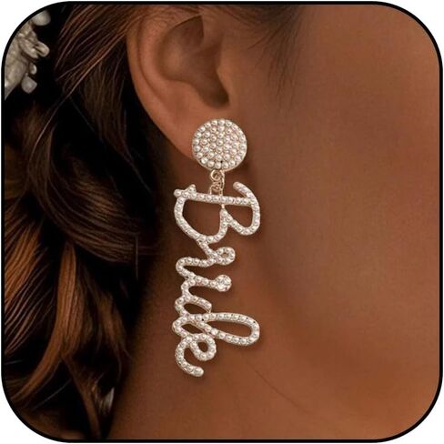 Bridal Earrings for Women Elegant Wedding Jewelry Gift Set with Pearl Accents Bridesmaid Accessories Party Sparkling Crystal Bridal Shower Gift for Bride in Saudi Arabia