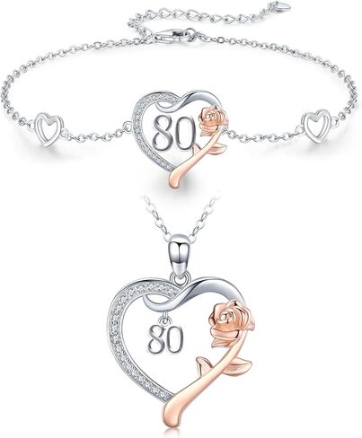 KQ&TTENG 15th/16th/18th/50th/80th Birthday Gifts for Daughter Women Sister Wife Mom Grandma 18K Gold-Plating Heart Birthday Necklace and Bracelet Jewelry Sets in Saudi Arabia
