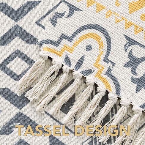 H.VERSAILTEX Boho Couch Cover Accent Chair Covers with Arms 2 Piece Slipcover Geometric Print Dog Cover for Couch Non-Slip Couch Cover Blanket Hand-woven Style with Tassels(2 Pack 24"×63",Grey/Yellow) in Saudi Arabia