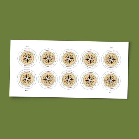 1794 Compass Rose 2025 (ورقة من 10) Global International First Sky Postage Stamps in Saudi Arabia
