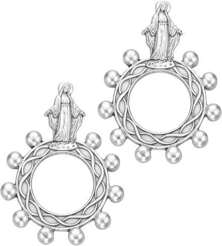 Needzo Miraculous Medal Rosary Rings, Small On the Go Prayer Tools, Catholic Gifts, 1.75 Inches (Pack of 2) in Saudi Arabia