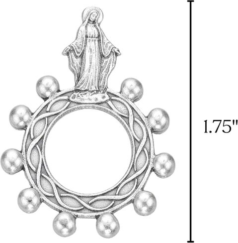 Needzo Miraculous Medal Rosary Rings, Small On the Go Prayer Tools, Catholic Gifts, 1.75 Inches (Pack of 2) in Saudi Arabia