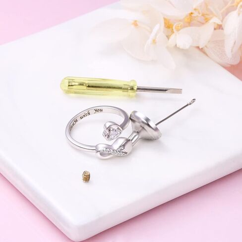 Cremation Ring for Ashes - Sterling Silver Infinity Mini Urn Ring Heart Shape Hold Loved Ones Ashes Always With You Keepsake Locket Rings for Human/Pet Ash Memorial Jewelry for Women in Saudi Arabia