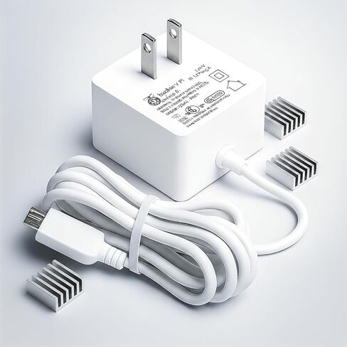 محول تزويد الطاقة الرسمي لتوت العليق PI مع 3pcs iotcrazy dinkink ، لألواح التوت micro-usb ، الدعم 3 b+ /pi 3 /pi Zero w /pi Zero /pi 1 /pi 2 /pico ، 5.1v 2.5a ، قابس الولايات المتحدة ، أبيض ، أبيض (رسمي) in Saudi Arabia