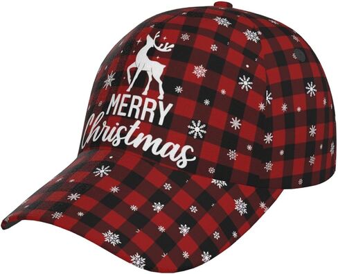 Funny Christmas Plaid Pattern Trucker Hat for Women Men Xmas Holiday Baseball Cap Adjustable Running Travel Hats in Saudi Arabia