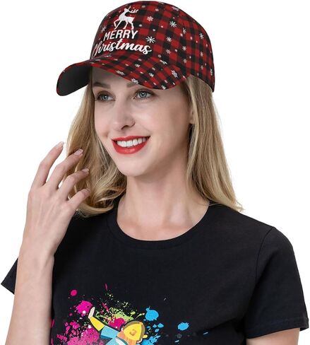 Funny Christmas Plaid Pattern Trucker Hat for Women Men Xmas Holiday Baseball Cap Adjustable Running Travel Hats in Saudi Arabia