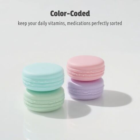 4pc Small Discreet Pill Organizer for Purse & Pocket, Cute Macaron Shaped Pill Case, Lightweight Daily Vitamin Box, Funny Airtight Moistureproof Medicine Container in Saudi Arabia
