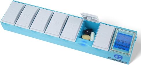 Pill Dispenser with Alarm Medication Alert Smart Pill Organizer with Alarm 7-Day Weekly Case with Auto-Learning Habit Sensor, LCD Status Icons, Rechargeable, Portable in Saudi Arabia