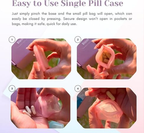 صناديق حبوب صغيرة - مجموعة من 3 عبوات صغيرة لحبوب الدواء، أكياس حبوب دواء سيليكون قابلة لإعادة الاستخدام للسفر، حقيبة فيتامين محمولة ومنظم سفر طبي - صندوق حبوب للمحفظة (وردي، أرجواني، أزرق) in Kuwait