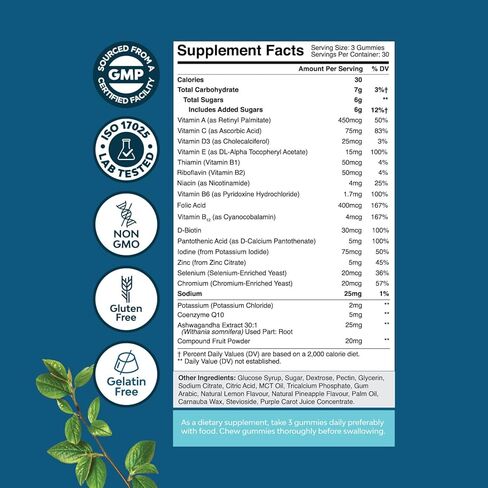 Natures Craft Men's Multivitamin Gummies with Superfood Complex - Daily Multivitamin for Men Gummies with CoQ10 and Ashwagandha for Energy and Immune Support - Adult Gummy Essential Minerals in Saudi Arabia