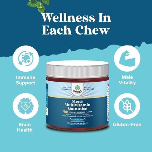 Natures Craft Men's Multivitamin Gummies with Superfood Complex - Daily Multivitamin for Men Gummies with CoQ10 and Ashwagandha for Energy and Immune Support - Adult Gummy Essential Minerals in Saudi Arabia
