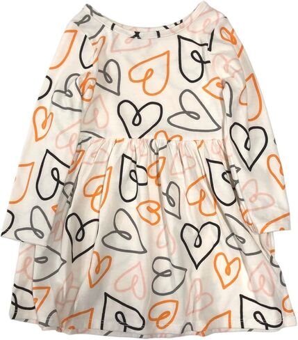 Cat & Jack Infant & Toddler Girls White Orange & Black Heart Halloween Baby Dress in Kuwait