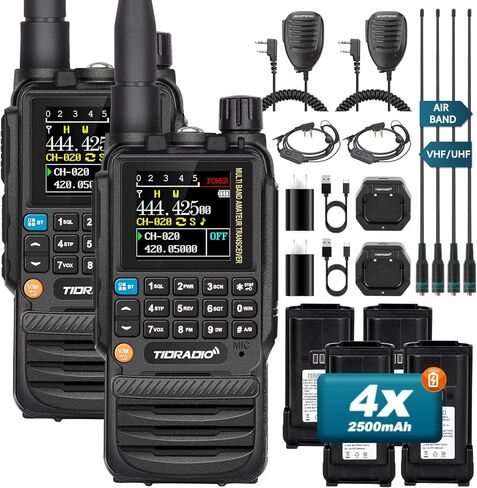 TIDRADIO TD-H3 Ham Radio 8-Band Rechargeable 2500mAh Large Batteries Long Range Walkie Talkies Rechargeable Handheld Portable Two Way Radios,Wireless Replication,DTMF FM AM NOAA(2 Pack) in Kuwait