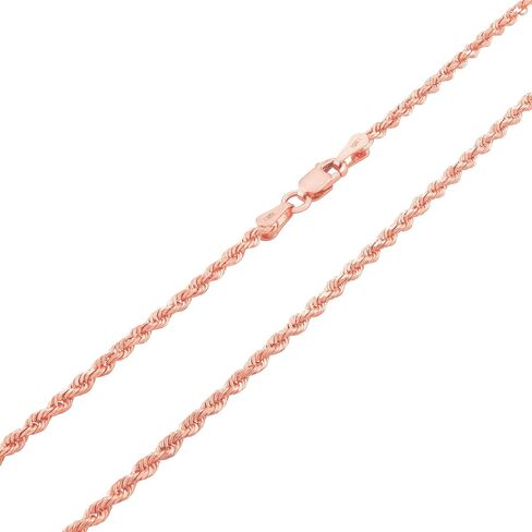 Nuragold 10k الذهب الوردي الحقيقي 2.5 ملم حبل سلسلة قطع الماس قلادة (16 "-30") مجوهرات إيطالية للرجال والنساء in Saudi Arabia