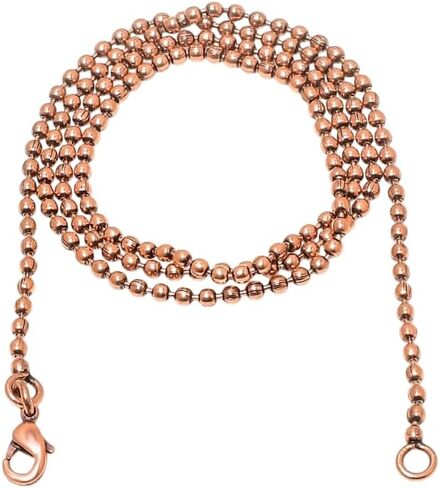 Copper Ball Bead Chain Necklace for Men and Women, 16 to 30 Inch Adjustable Length with Lobster Clasp in Saudi Arabia
