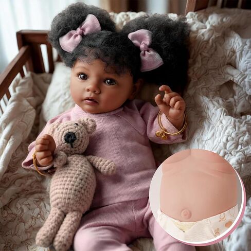BABESIDE Reborn Baby Dolls Black Max - 20 Inch African American Realistic-Newborn Boy Doll Soft Cloth Body Real Life Baby Dolls for Cuddling, Playtime, and Gift Giving in Saudi Arabia