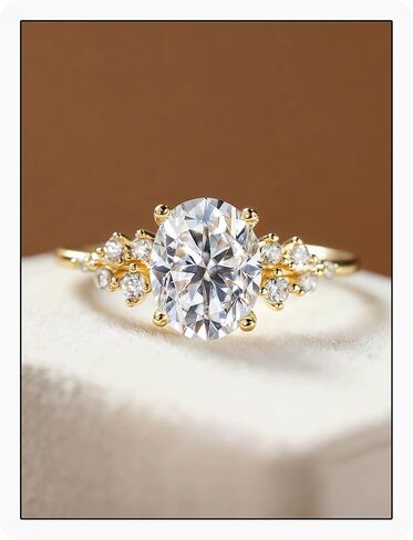 Dulin 1ct/2ct/3ct خواتم الخطبة للنساء قطع بيضاوي 5A مكعب زركونيا خاتم الذهب 14K مطلية بالذهب الفضة الاسترليني خاتم الزواج الذكرى السنوية هدية للزوجة in Saudi Arabia