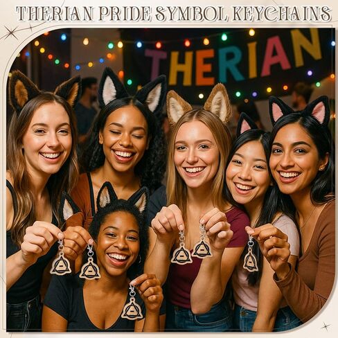 Chunful 6 Pcs Therian Keychains Wooden Therian Pride Symbol Keychains Pendant for Stuff Gifts Cosplay Accessory Party Decorations Supplies in Saudi Arabia
