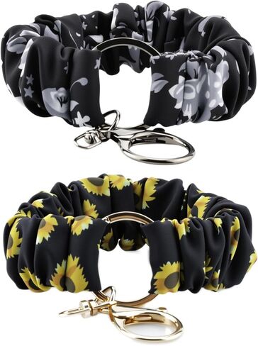 Bracelet Keychain, Stretchy Wristlet Key Chain for Car Keys with Metal Holder Clip, Cute Scrunchie Wristband in Saudi Arabia