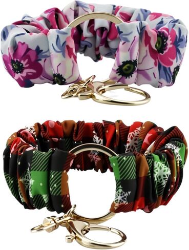 Bracelet Keychain, Stretchy Wristlet Key Chain for Car Keys with Metal Holder Clip, Cute Scrunchie Wristband in Saudi Arabia