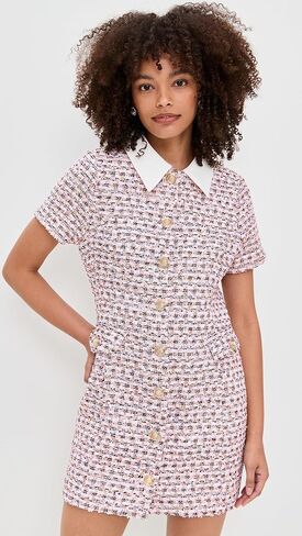 endless rose Women's Multi Tweed Collared Short Sleeve Dress in Saudi Arabia