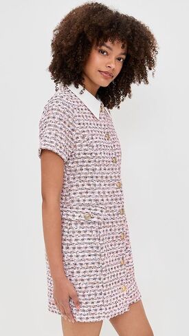 endless rose Women's Multi Tweed Collared Short Sleeve Dress in Saudi Arabia
