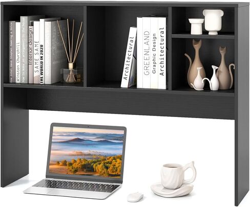 Tangkula Desktop Bookshelf, Countertop Storage Hutch with 5 Shelves for Computer Desk, Desk 3-Tier Display Rack, Multipurpose Wood Desktop Hutch Storage Organizer for Dorm Office Home in Saudi Arabia