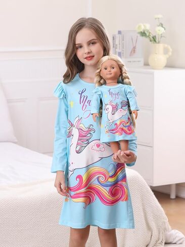 فستان Bow Dream Girl لطيف ومتوافق مع إكسسوارات ملابس دمية American Girl للفتيات، مجموعة فساتين باللون الأزرق الفاتح in Saudi Arabia