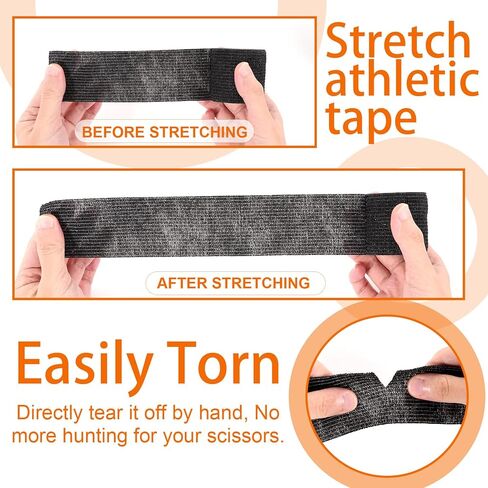 64 Pcs Self Adhesive Bandage Wrap, Black Athletic Tape, 2 Inch x 5 Yard Elastic Self-Adherent Tape, Breathable Sports Wrap, Stretch Cohesive Bandage Wraps for Wrist Ankle Pet in Kuwait